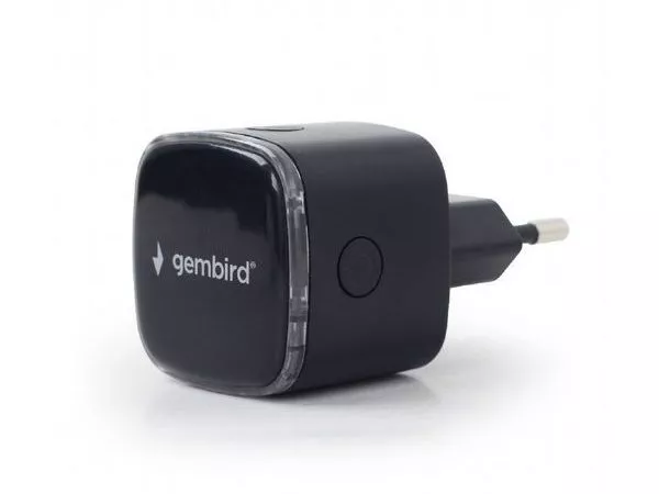 Gembird WNP-RP300-03-BK, Wi-Fi repeater, 300 Mbps, Supports all IEEE 802.11b/g/n WiFi standards (2.4GHz networks), Ports: 1 x 10/100M RJ45, Black