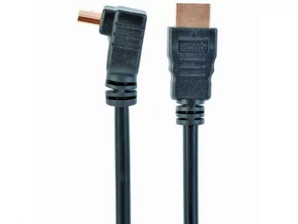 Cable HDMI  CC-HDMI490-6, 1.8 m, HDMI v.1.4 90 degrees, male-male, Black cable with gold-plated connectors, Bulk packing