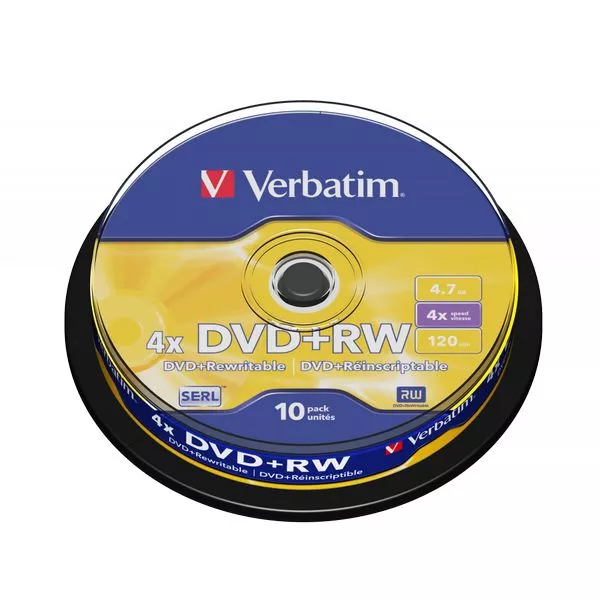 Verbatim DataLifePlus DVD+RW SERL4.7GB 4X MATT SILVER SURFAC - Spindle 10pcs.