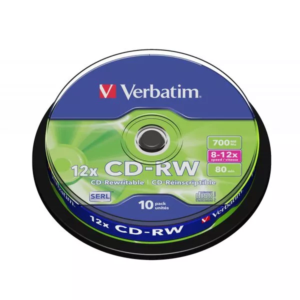 Verbatim DataLifePlus CD-RW SERL 700MB 12X SCRATCH RESISTANT SURFACE  - Spindle 10pcs.