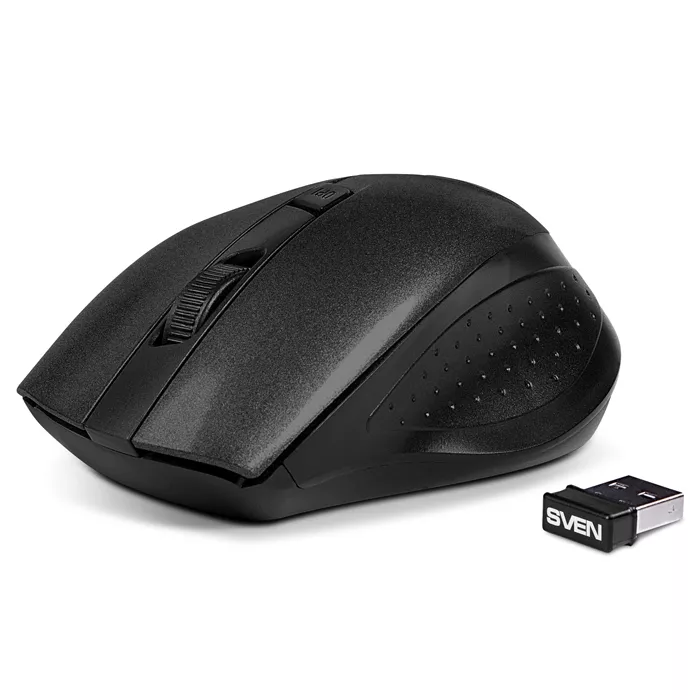 Wireless Mouse SVEN RX-325, Optical, 600-1000 dpi, 4 buttons, Ambidextrous, 1xAA, Black