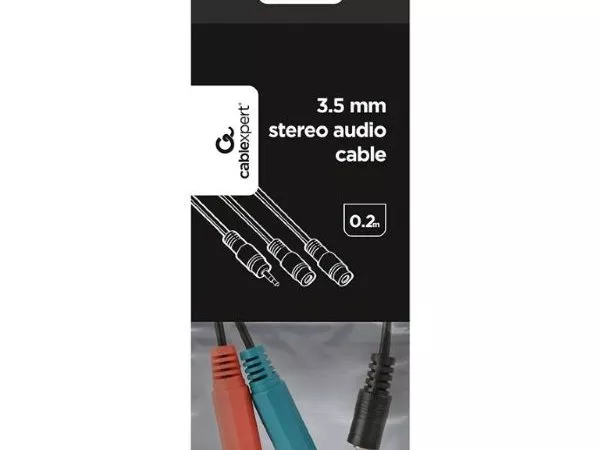 CCA-417 3.5 mm 4-pin plug to 3.5 mm stereo + microphone sockets adapter cable, 20cm, Black