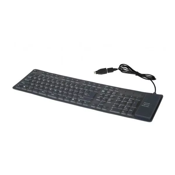 Gembird KB-109F-B, Flexible keyboard, USB, OTG adapter, black color, US layout
