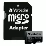 64GB microSD Class10 U3 UHS-I V30 + SD Adapter  Verbatim Pro U3 microSDXC, 600x, Read up to: 90MB/s, Write up to: 45MB/s