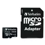 256GB microSD Class10 A1 UHS-I + SD adapter  Verbatim Premium microSDXC, 600x, Up to: 90MB/s
