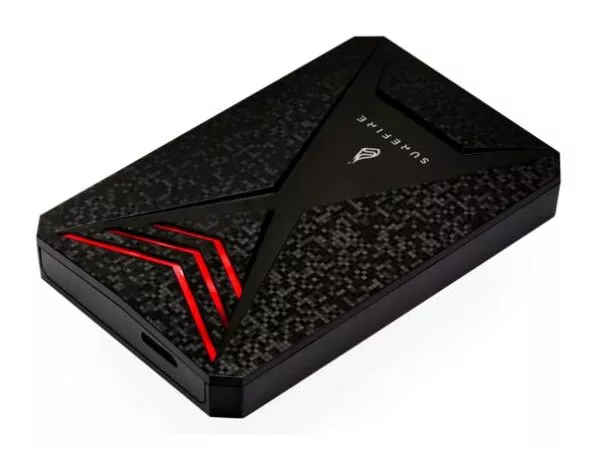2.5" External SSD 512GB  Surefire GX3 Gaming SSD (by Verbatim), USB 3.2 Gen 1, Black/Red, Includes USB-C Adapter, Ultra-small and lightweight SSD, Sty