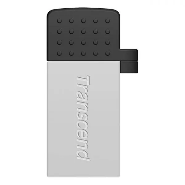 64GB USB2.0/Micro-USB Flash Drive Transcend "JetFlash 380", Silver, Metal Case,OTG (R/W:20/10MB/s)