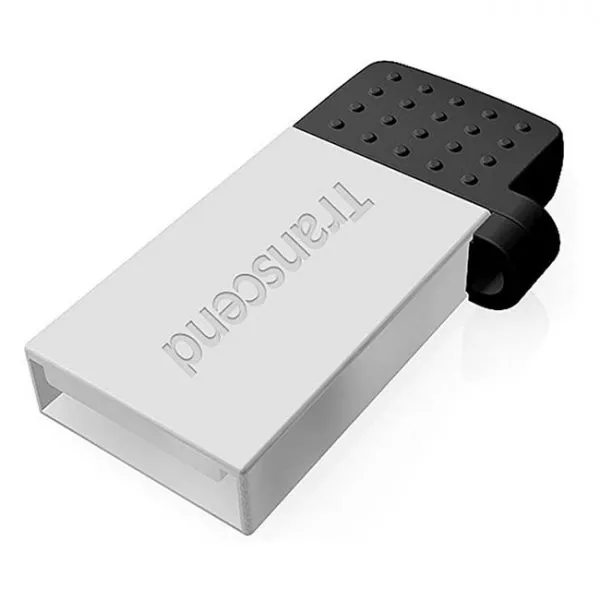64GB USB2.0/Micro-USB Flash Drive Transcend "JetFlash 380", Silver, Metal Case,OTG (R/W:20/10MB/s)