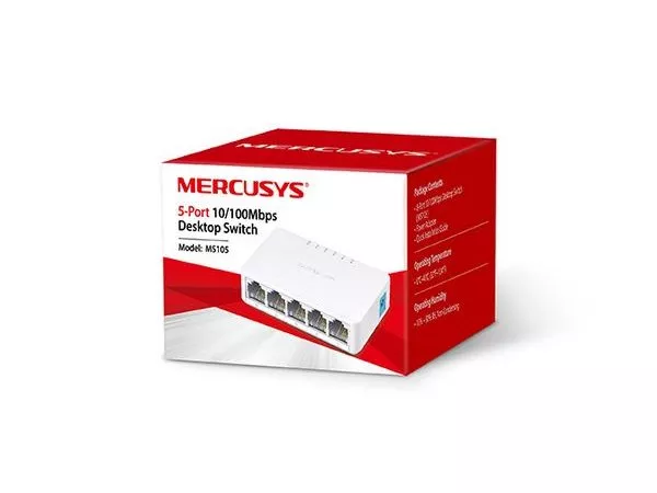5-port 10/100Mbps Desktop Switch  MERCUSYS "MS105", Plastic Case