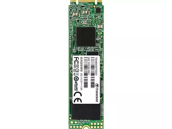 M.2 SATA SSD  480GB Transcend "TS480GMTS820S" [80mm, R/W:560/510MB/s, 50K/75K IOPS, SM2258, 3D TLC]