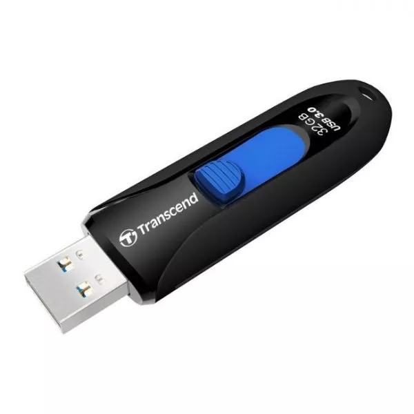 32GB USB3.1 Flash Drive Transcend "JetFlash 790", Black, Slider (R/W:90/25MB/s)