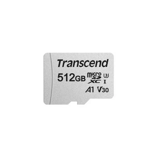 512GB MicroSD (Class 10) UHS-I (U3) +SD adapter, Transcend "TS512GUSD300S" (R/W:95/45MB/s)