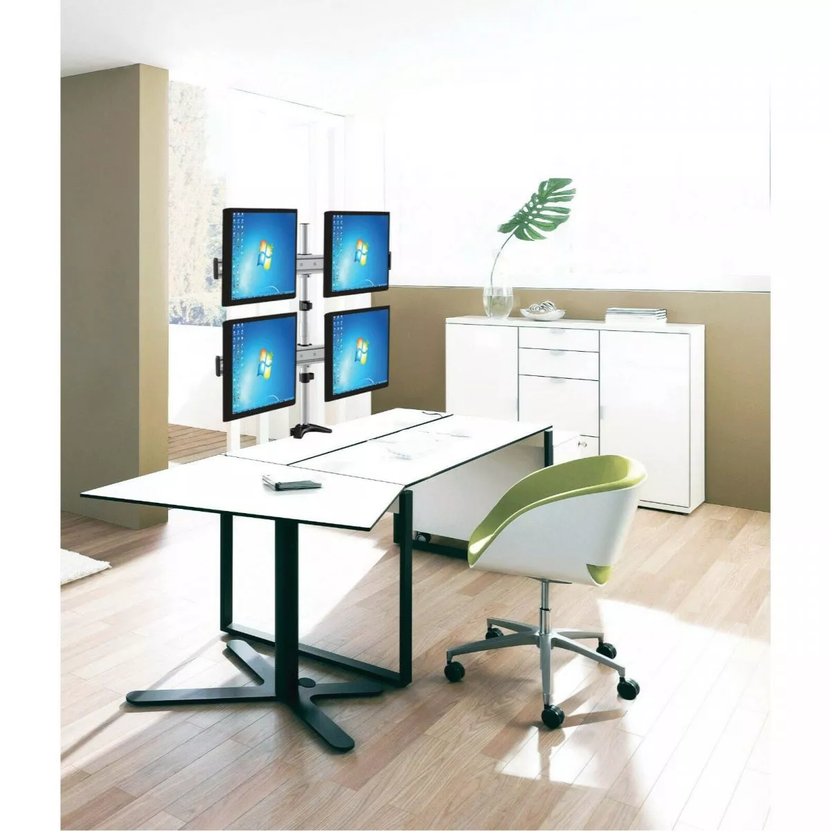 Table/desk stand for 4 monitors Reflecta PLANO Desk 23-1010Q, 13"-23 ", 75x75, 100x100, 8kg/bracket.