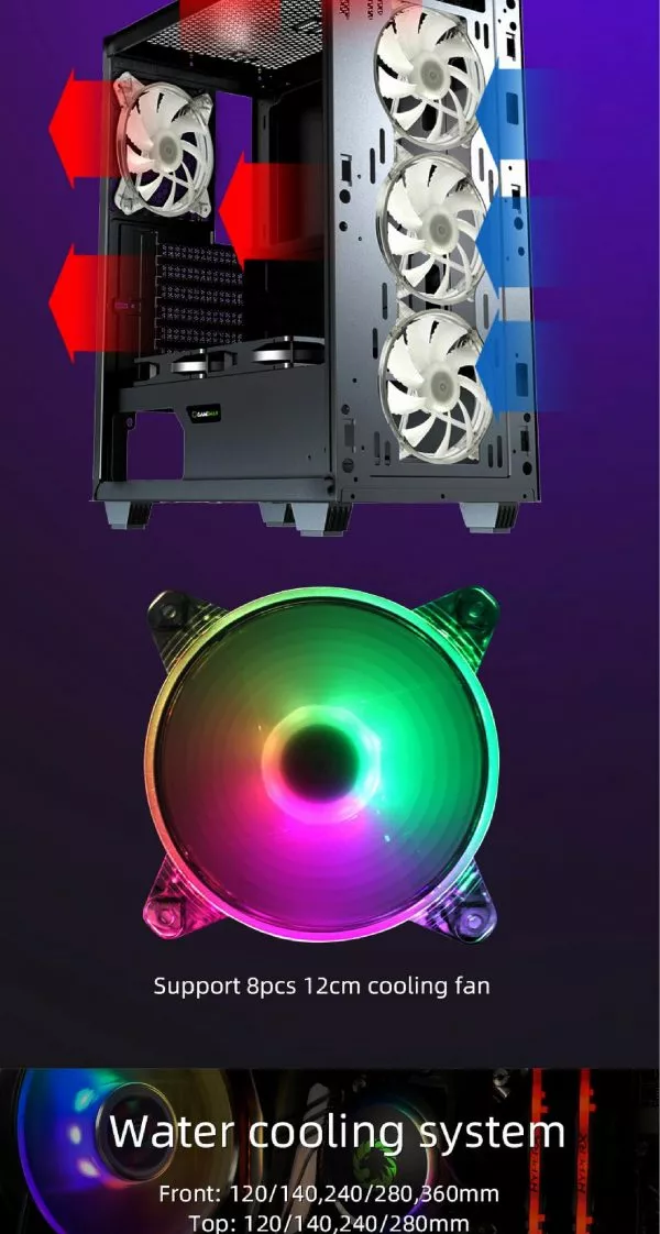 Case ATX GAMEMAX Revolt, w/o PSU, 4x120mm ARGB fans. ARGB HUB, TG, Dust Filter, USB 3.0, Black