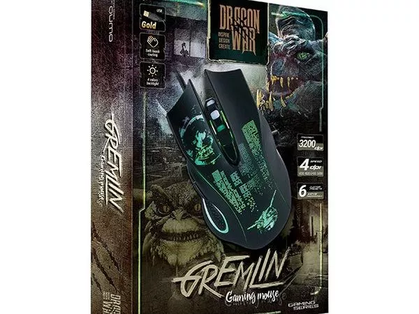 Gaming Mouse Qumo Gremlin, Optical,1200-3200 dpi, 6 buttons, Soft Touch, 4 color backlight, USB