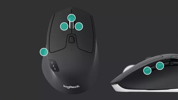 Mouse Logitech M720 Triathlon, Bluetooth Smart + 2.4GHz Wireless