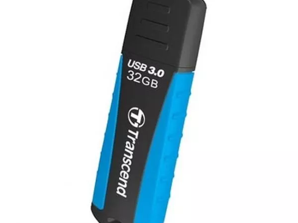 32GB USB3.1 Flash Drive Transcend "JetFlash 810", Black-Blue, Rubber Case (R/W:90/25MB/s)