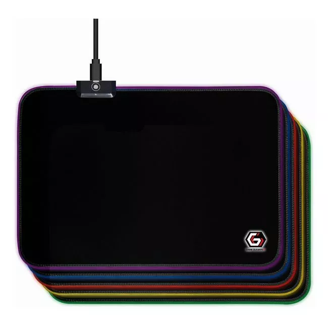 Gaming Mouse Pad  GMB  MP-GAMELED-M,  350 Ч 250 Ч 4mm, Natural rubber foam + Fabric, RGB, Black