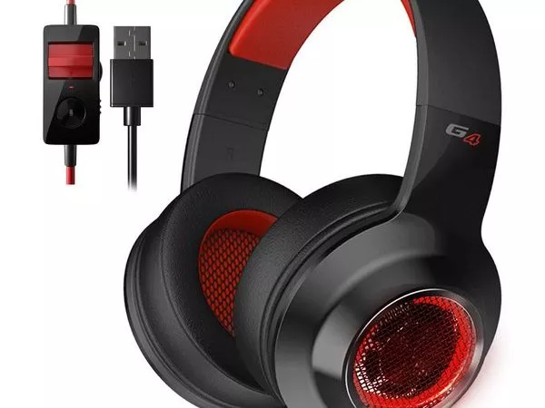 Edifier G4 Black-Red / Gaming On-ear headphones with microphone, 7.1 , Vibration for a more immersive experience, Built-in retractable microphone, RGB