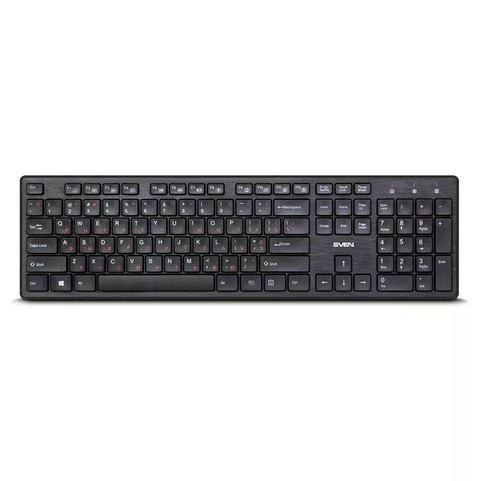 Wireless Keyboard SVEN KB-E5800W, Slim, Low-profile keys, Nano rec., 2.4 Ghz, 1xAA, Black