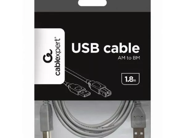 Cable USB, A-plug B-plug, 1.8 m, USB2.0, High quality, Grey, CCP-USB2-AMBM-6G