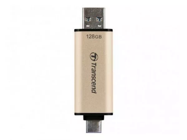128GB USB3.1/Type-C Flash Drive  Transcend "JetFlash 930C", Gold, Classic Cap, OTG (R/W:420/400MB/s)