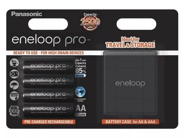 AA Eneloop PRO 2500mAh, Blister*4, Panasonic, with Batterybox, BK-3HCDEC4BE