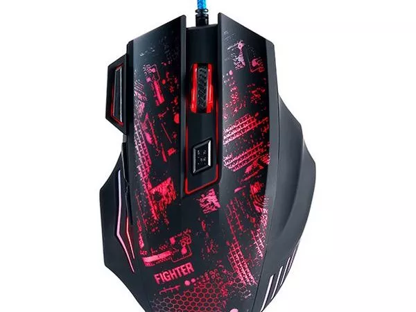 Gaming Mouse Qumo Fighter, Optical,1200-3200 dpi, 7 buttons, Soft Touch, 4 color backlight, USB