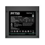 Power Supply ATX 750W Deepcool PF750, 80+, Active PFC,  Black Flat Cables, 120 mm silent fan