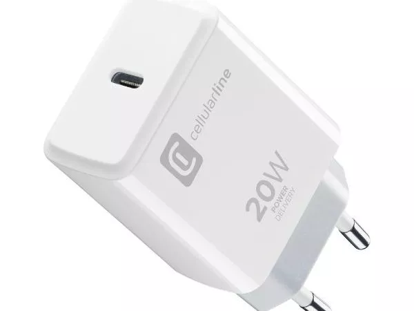 Wall Charger Cellularline, Type-C, 20W, White ACHIPHUSBCPD20WW