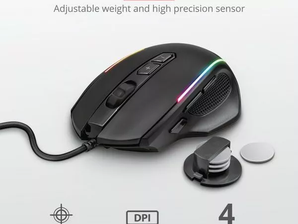 Trust Gaming GXT 165 Celox RGB Mouse, 200 - 10000 dpi, 8 Programmable button, RGB lighting, Adjustab
