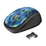 Trust Yvi Peacock Wireless Mouse, 8m 2.4GHz, Micro receiver, 800-1600 dpi, 4 button, Rubber sides fo