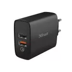 Trust Qmax 30W Ultra-Fast Dual USB Wall Charger with QC3.0, Fast-charge at maximum speed with up to