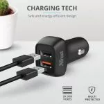 USB Car Charger - Trust Qmax 30W Ultra-Fast Dual USB Car Charger with QC3.0, Fast-charge with up to