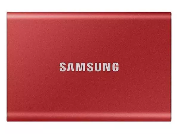 M.2 External SSD 1.0TB  Samsung T7 USB 3.2, Red, USB-C, Fingerprint Security, Includes USB-C to A /
