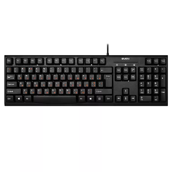Keyboard SVEN KB-S300, Traditional layout, Quiet, Splash proof, Black, USB