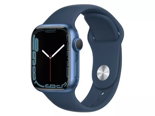 Apple Watch Series 7 GPS, 41mm Blue Aluminium Case with Abyss Blue Sport Band, MKN13