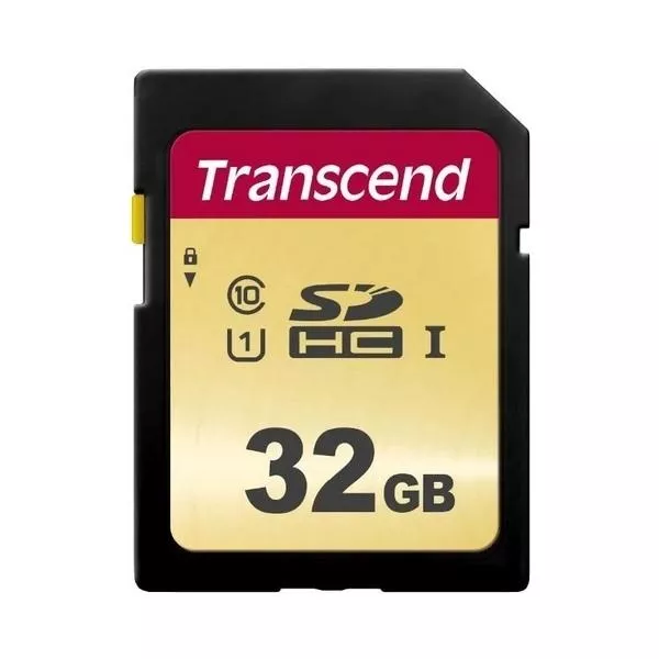 32Gb SDHC Card (Class 10) UHS-I, U1, Transcend 500S "TS32GSDC500S" (R/W:95/60MB/s, MLC)