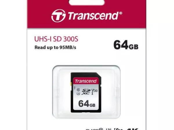 64Gb SDXC Card (Class 10) UHS-I , U3, Transcend 300S "TS64GSDC300S" (R/W:95/45MB/s)