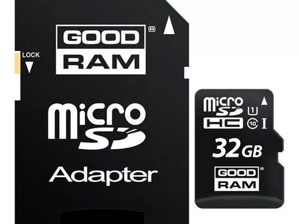 32GB  GoodRAM micro SDHC Class10 UHS-I + SD adapter, Up to: 100MB/s