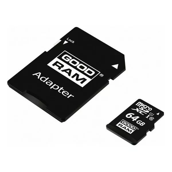 64GB  GoodRAM micro SDHC Class10 UHS-I + SD adapter, Up to: 100MB/s