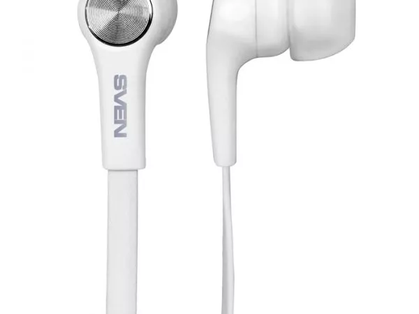 Earphones SVEN E-211M, White, with Microphone, 4pin 3.5mm mini-jack, cable 1.2m