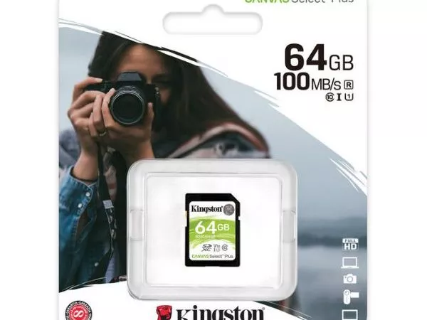 64GB  SDXC Card (Class 10) UHS-I , U1, Kingston Canvas Select Plus (SDS2/64GB) (R:100MB/s)