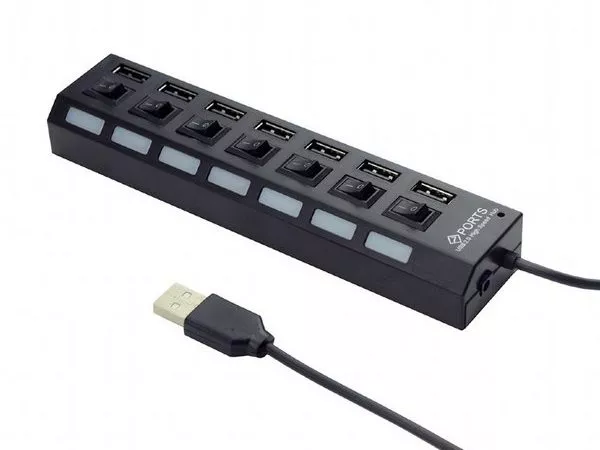 USB 2.0 Hub 7-port Gembird "UHB-U2P7-03", Black, with switches