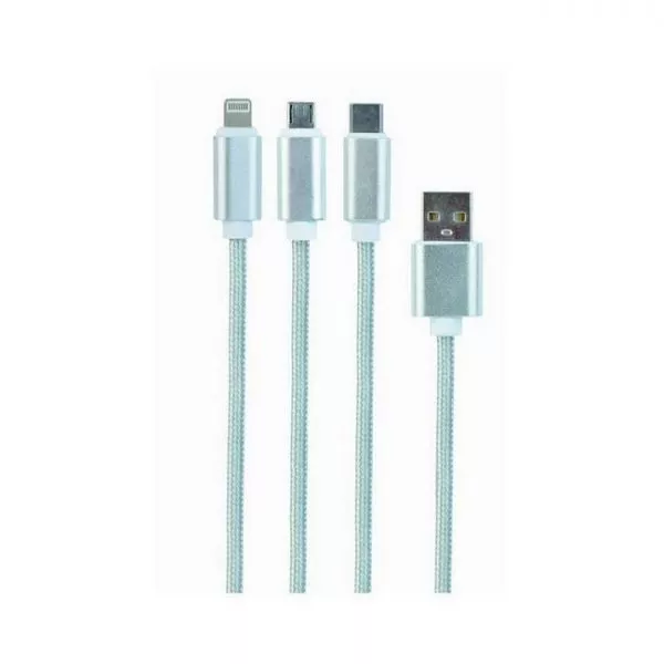 Cable 3-in-1 MicroUSB/Lightning/Type-C - AM, 1.8 m, SILVER, Cablexpert, CC-USB2-AM31-1M-S