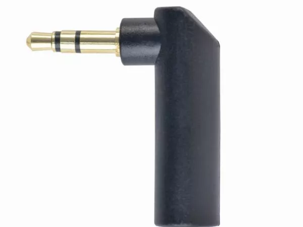 Audio stereo adapter 3.5 mm, angled 90 °, 3-pin M to 3-pin F, Cablexpert, A-3.5M-3.5FL