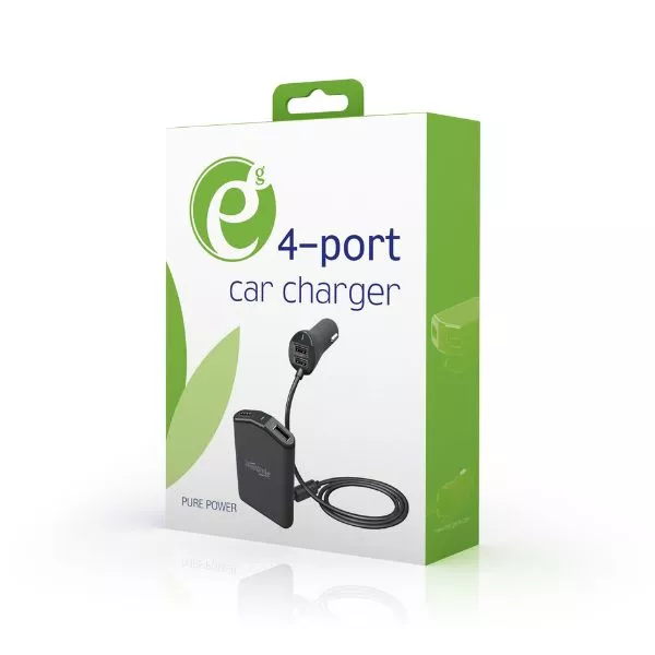 Universal 4-port USB Car сharger Energenie, max.2.4A, Input 12-24V, EG-4U-CAR-01