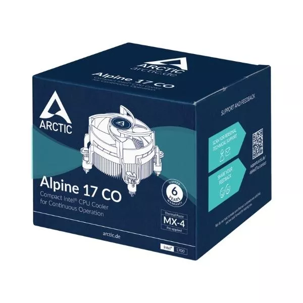 AC Arctic LGA 1700  "Alpine 17 CO" (0.5 Sone, 250-2700RPM, 92mm, PWM, 288g)