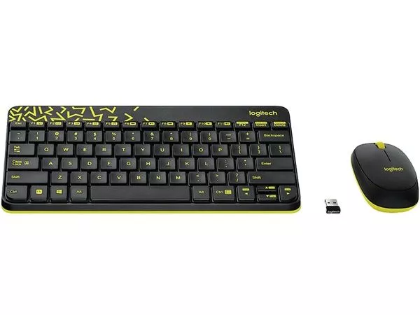 Keyboard & Mouse Logitech Wireless Desktop MK 240 Black+Chartreuse