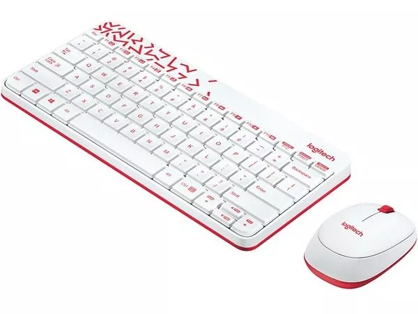 Keyboard & Mouse Logitech Wireless Desktop MK 240 White+Vivid Red